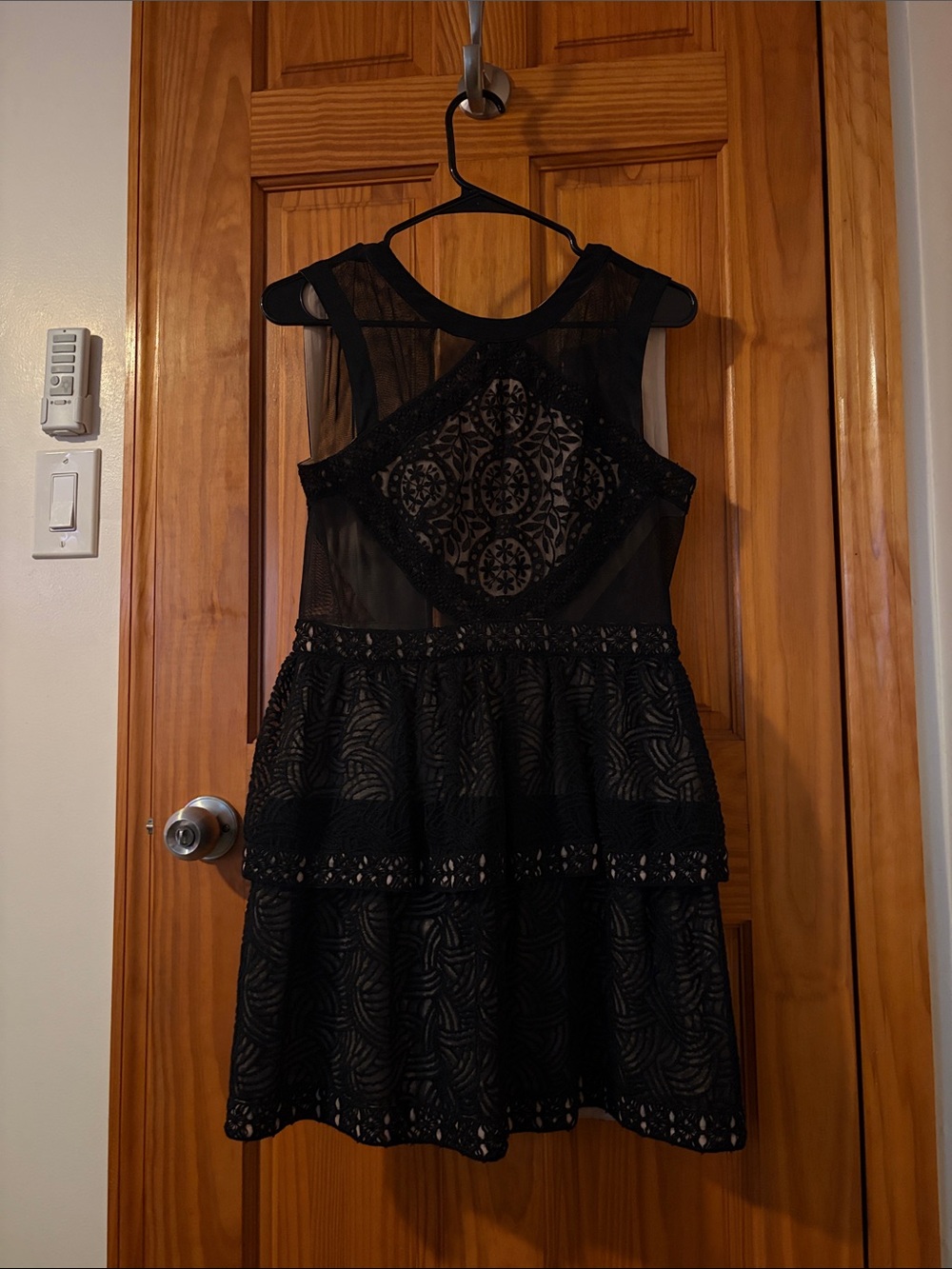 BCBGMaxAzria Black Lace Sheer Yoke Mini Dress